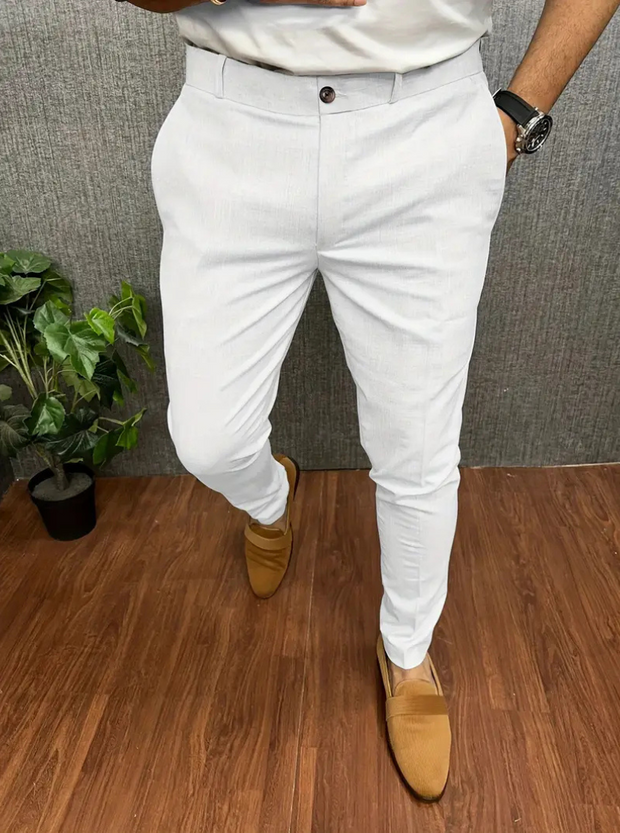 WW | Herren Weiße Chino Stoffhose Stretch