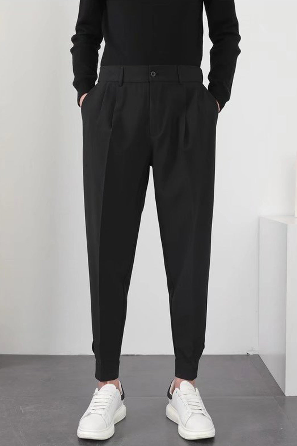 WW | Herren High Waist Hose Weiß Stoffhose