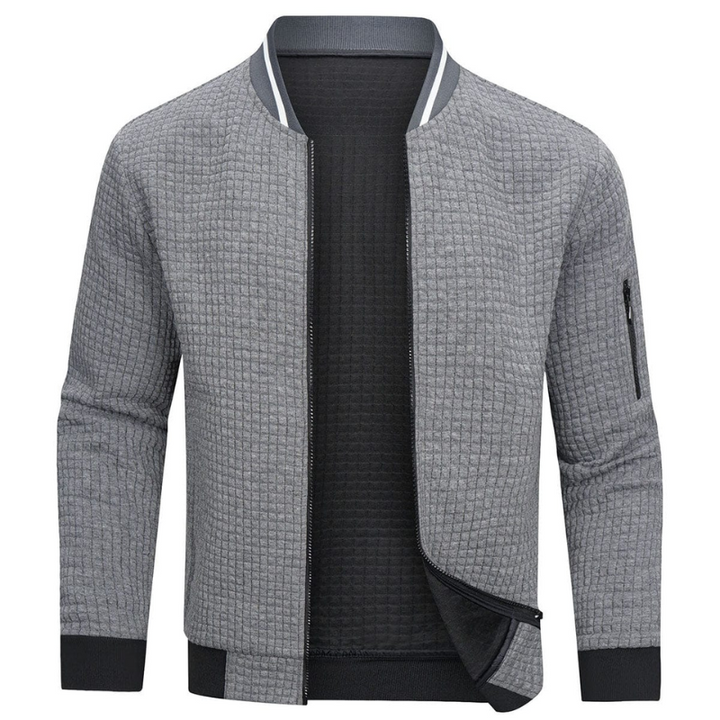 W&W Mode | Herren Grau Strickjacke Mit Reißverschluss
