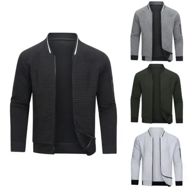 WW | Herren Grau Strickjacke Mit Reißverschluss