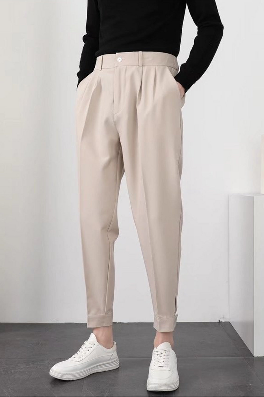 WW | Herren High Waist Hose Weiß Stoffhose