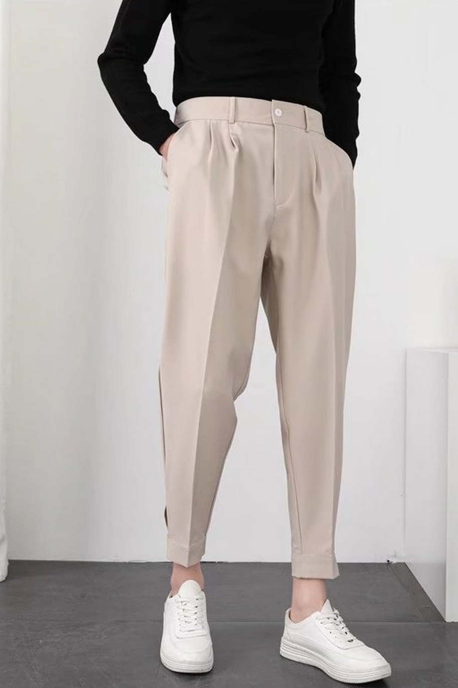 WW | Herren High Waist Hose Weiß Stoffhose