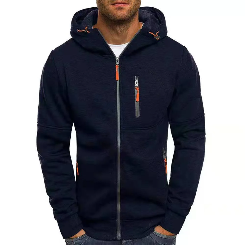 WW | Herren Kapuzenpulli Mit Reißverschluss Schwarz Kapuzenpullover