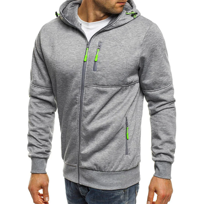 WW | Herren Kapuzenpulli Mit Reißverschluss Schwarz Kapuzenpullover