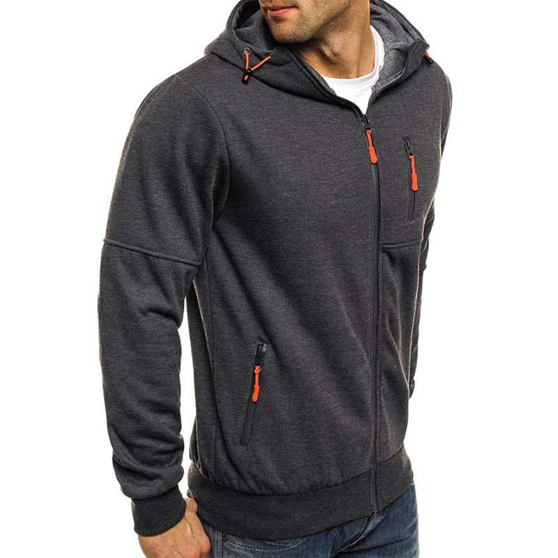 WW | Herren Kapuzenpulli Mit Reißverschluss Schwarz Kapuzenpullover