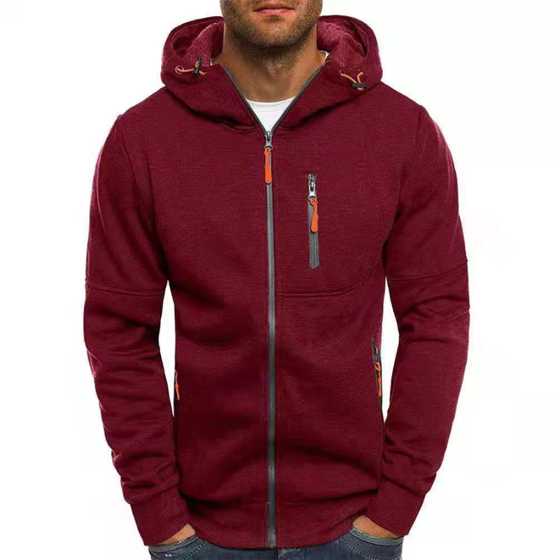 WW | Herren Kapuzenpulli Mit Reißverschluss Schwarz Kapuzenpullover