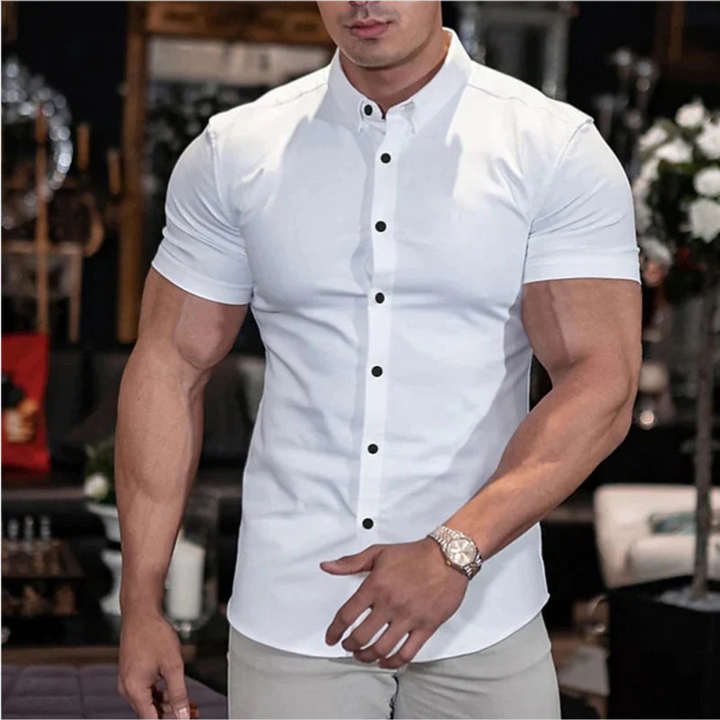 W&W Mode | Herren Weißes Kurzarm Hemd Modisch