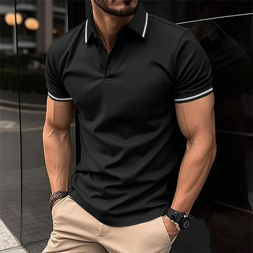 WW | Herren Schwarzes Poloshirt Kurzarm