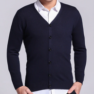 WW | Warme Langärmelige Schlanke Passform V-ausschnitt Strickjacke mit Knöpfen