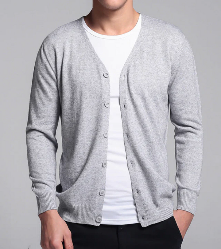 W&W Mode | Warme Langärmelige Schlanke Passform V-ausschnitt Strickjacke mit Knöpfen