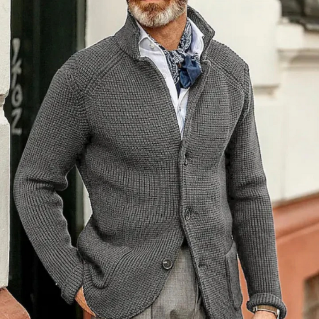 WW | Herren Schwarze Kurzarm Strickjacke