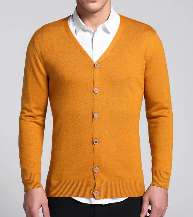 WW | Warme Langärmelige Schlanke Passform V-ausschnitt Strickjacke mit Knöpfen