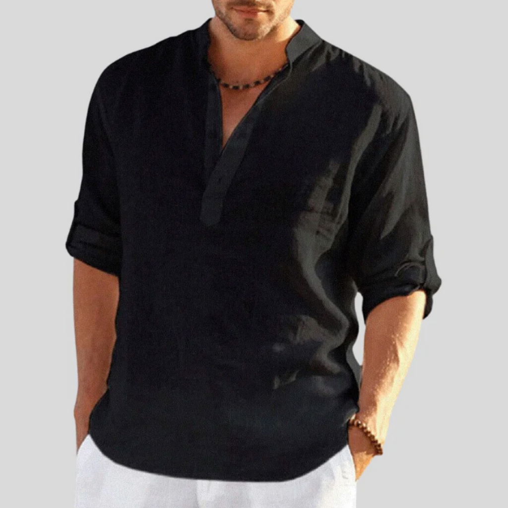 WW | Herren Langarm Poloshirt Schwarz