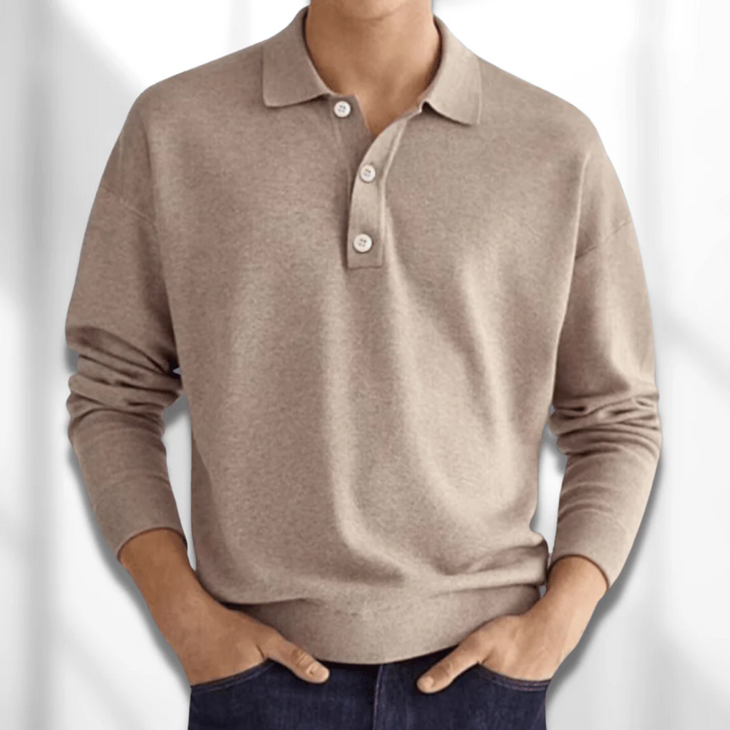 WW | Herren Langarm Poloshirt Schwarz