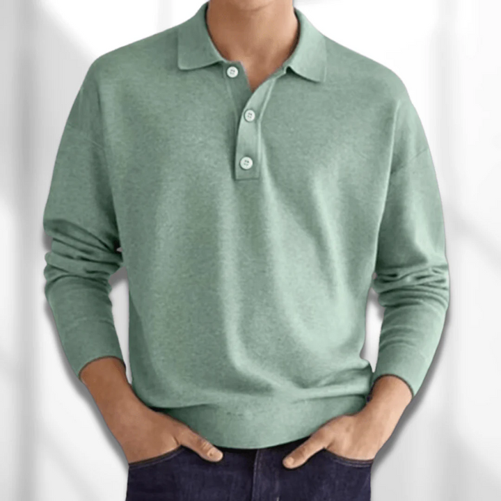W&W Mode | Herren Langarm Poloshirt Schwarz