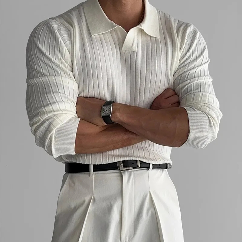 WW | Herren Weißes Poloshirt Mit Langarm