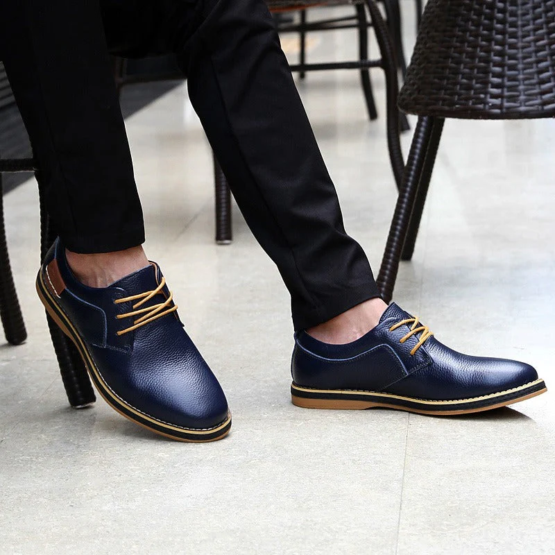 W&W Mode | Herren Schwarze Oxford Lederschuhe