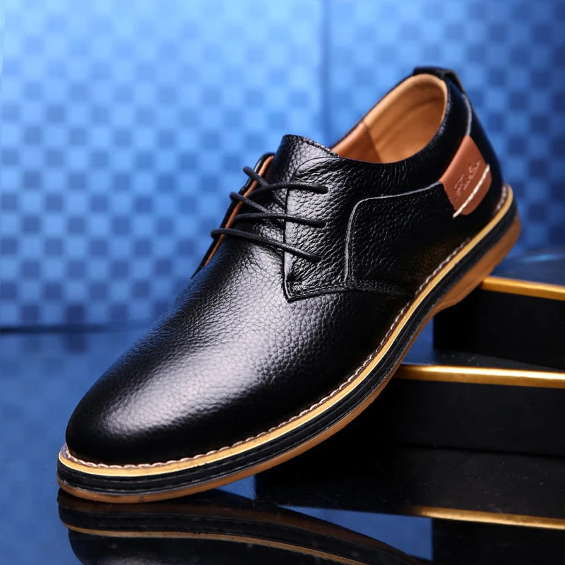 W&W Mode | Herren Schwarze Oxford Lederschuhe