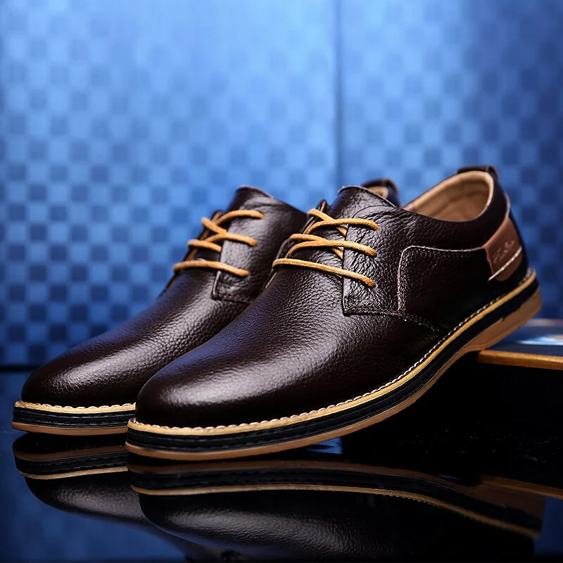 W&W Mode | Herren Schwarze Oxford Lederschuhe