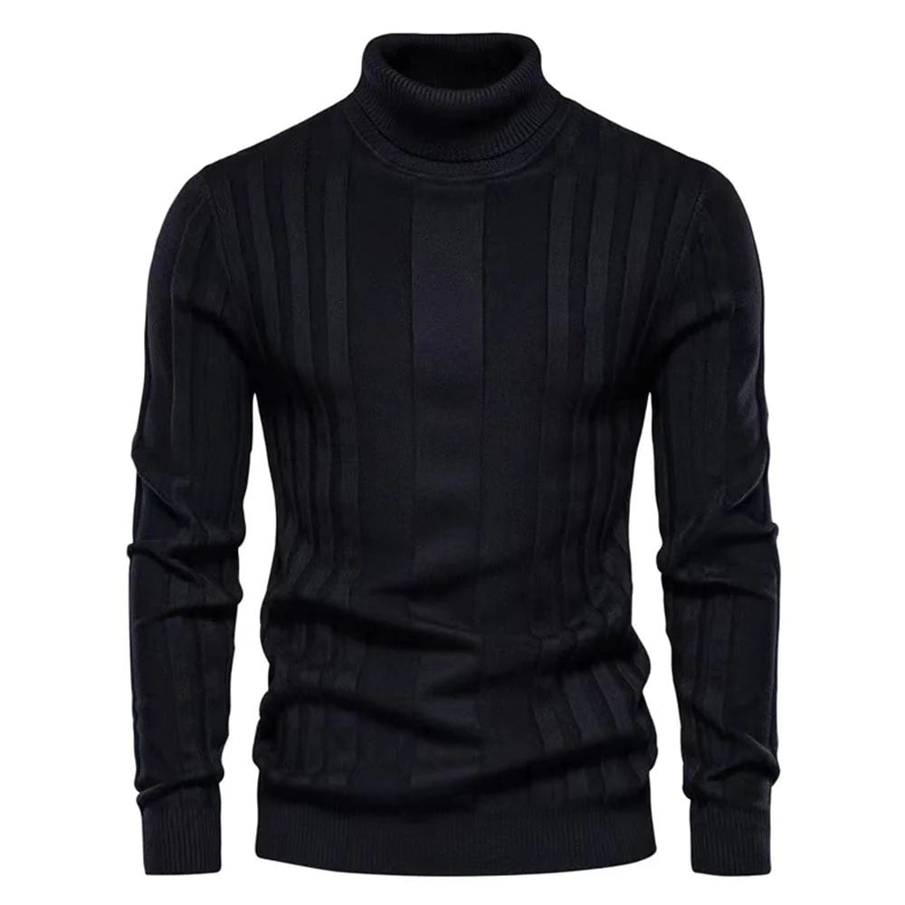 WW | Herren Rollkragenpullover Schwarz Strick