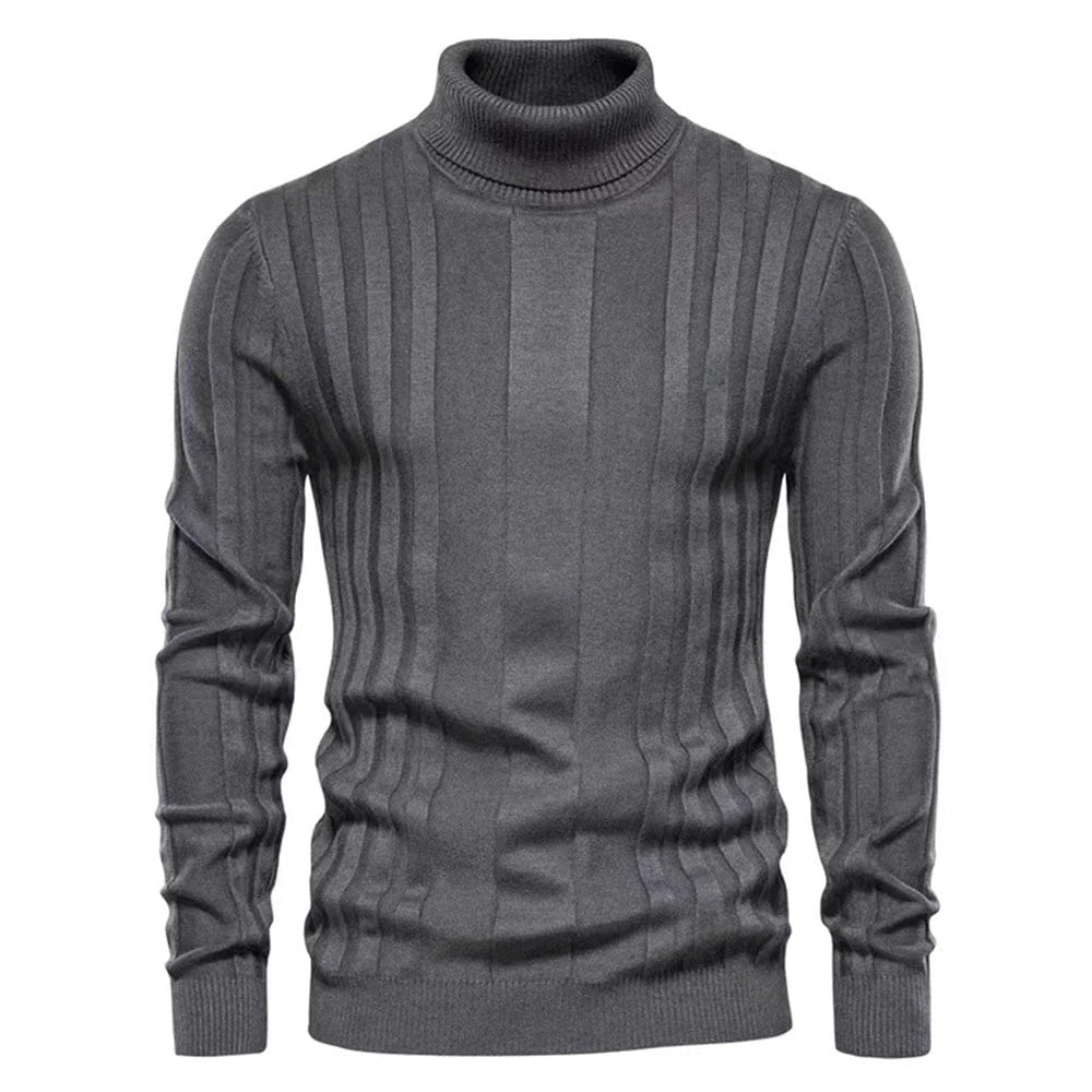 WW | Herren Rollkragenpullover Schwarz Strick
