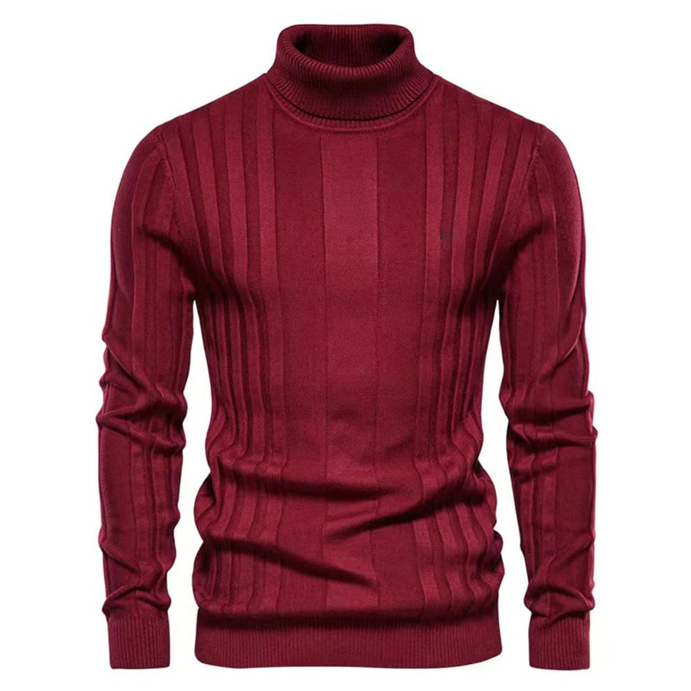 WW | Herren Rollkragenpullover Schwarz Strick