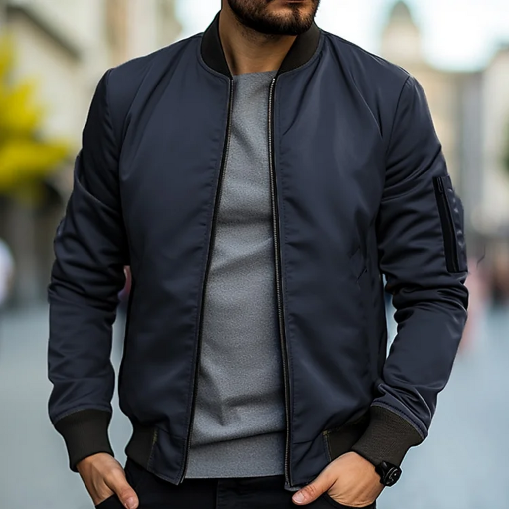 WW | Herren Schwarze Bomberjacke Leichte