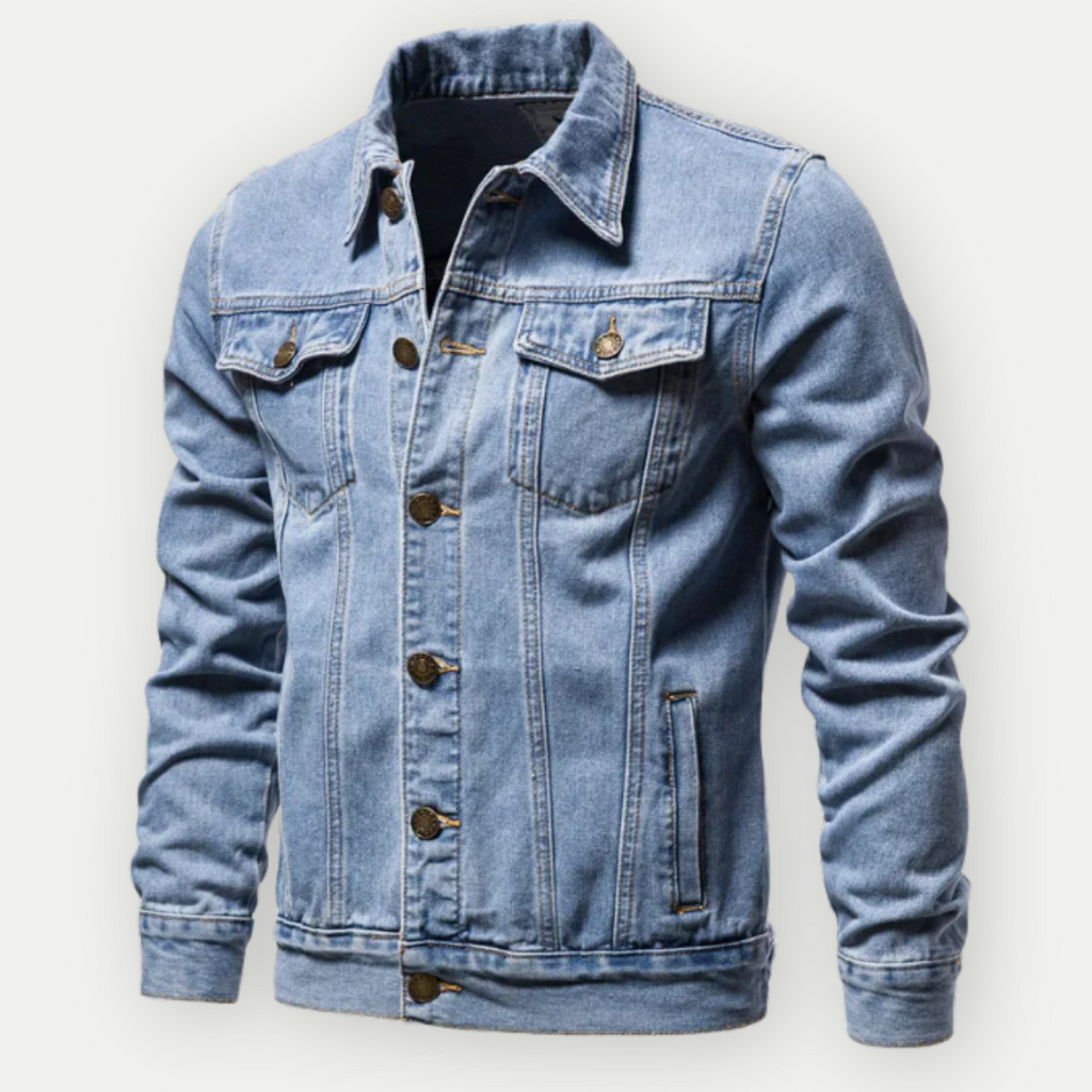 WW | Herren Weinlese Jeansjacke Schwarz
