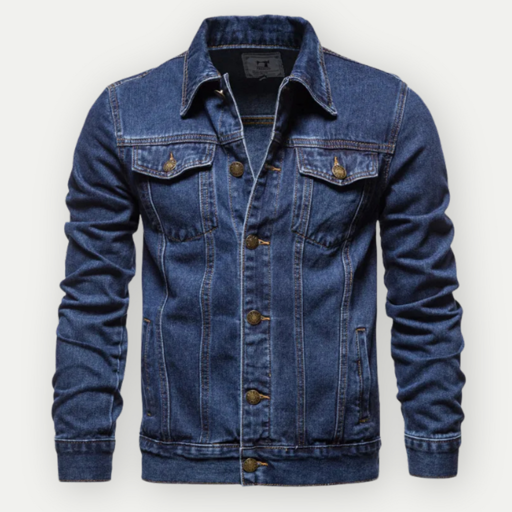 WW | Herren Weinlese Jeansjacke Schwarz