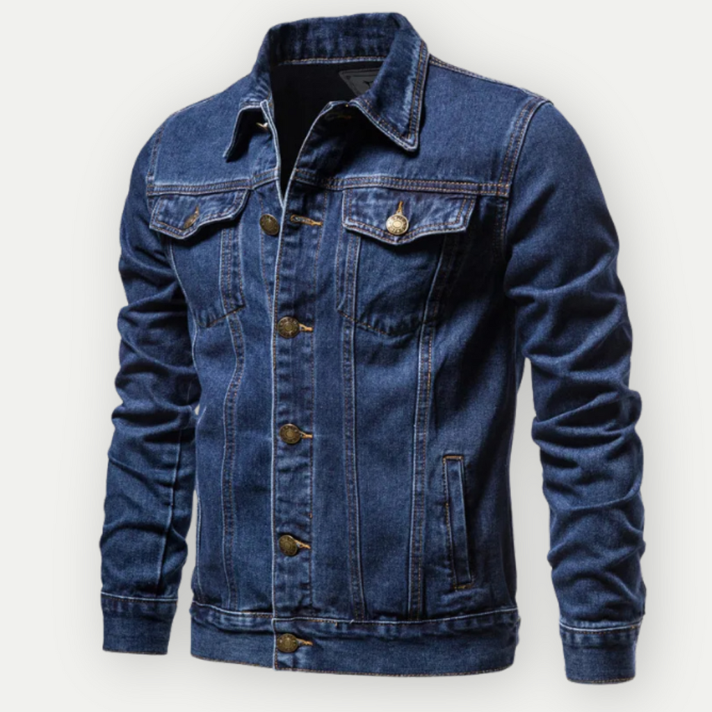 WW | Herren Weinlese Jeansjacke Schwarz