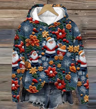 W&W Mode | Vintage Santa Kapuzenpullover Mit Print