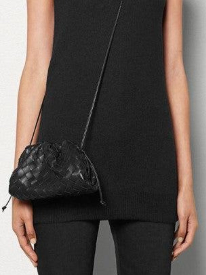 WW | Leder Umhängetasche für Damen - minimalistische gewebte Tasche