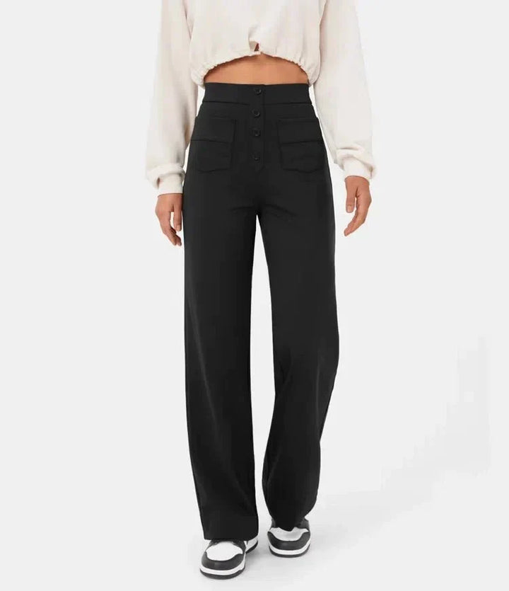Hoch geschnittene, elastische Freizeithose