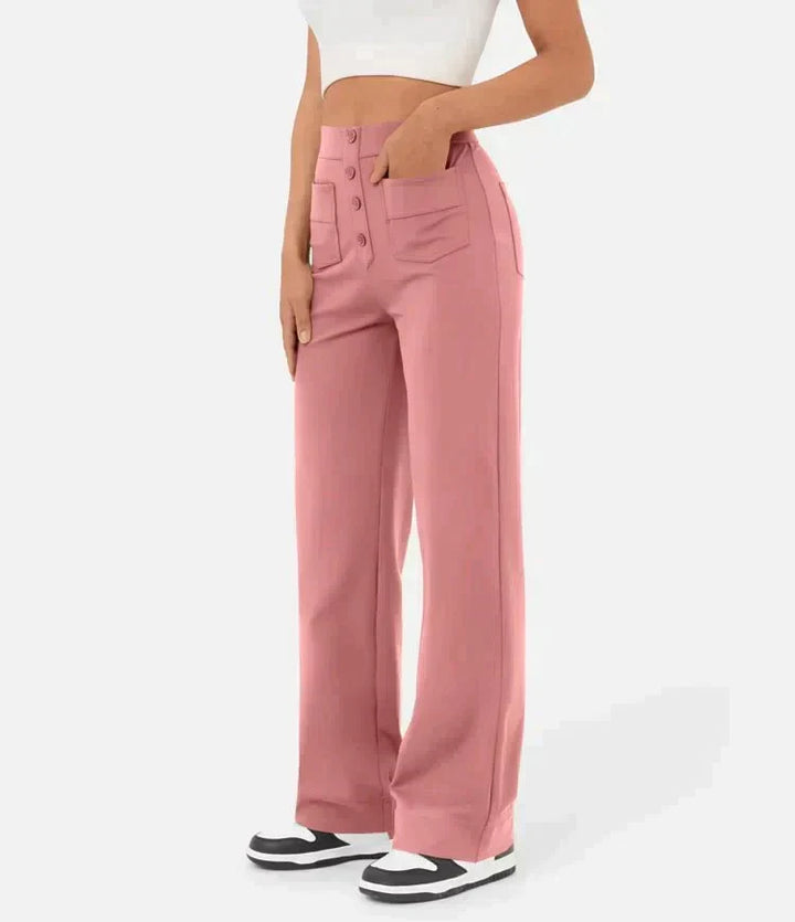 Hoch geschnittene, elastische Freizeithose