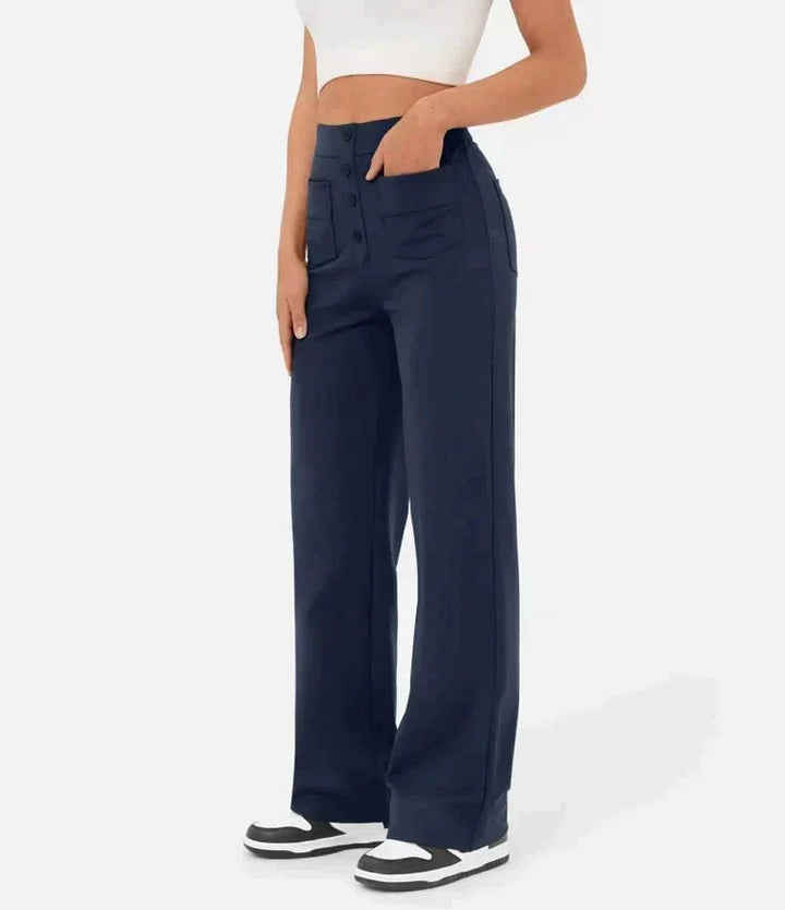 Hoch geschnittene, elastische Freizeithose