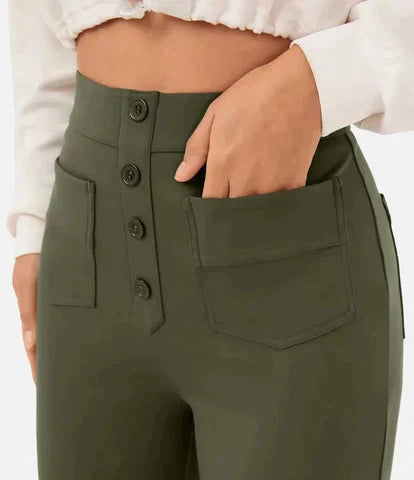 WW | Elastische Freizeithosen mit hoher Taille fur Damen