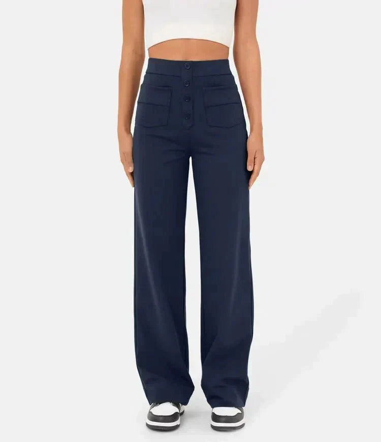 Hoch geschnittene, elastische Freizeithose
