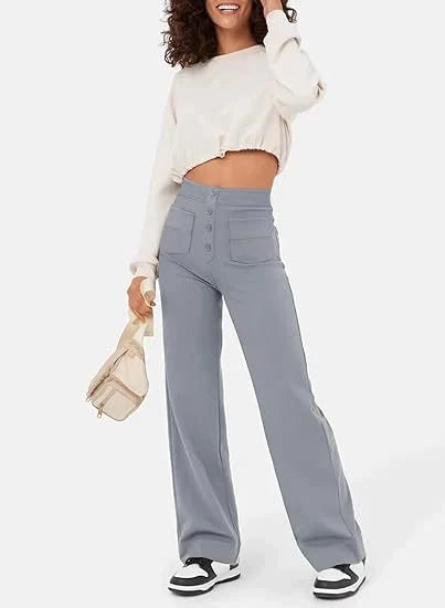 WW | Elastische Freizeithosen mit hoher Taille fur Damen