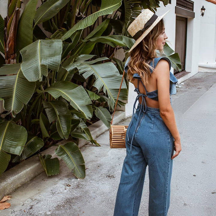 DenimDynasty™ - Denim-Overall mit offenem Rücken