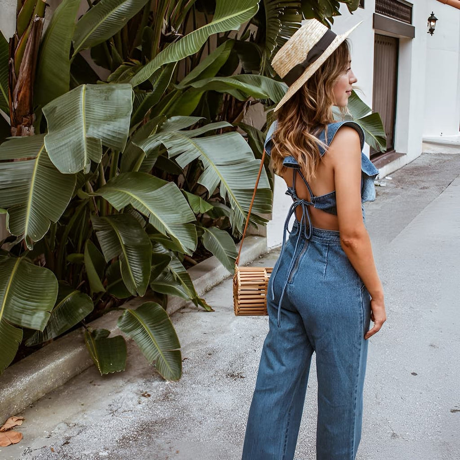 DenimDynasty™ - Denim-Overall mit offenem Rücken