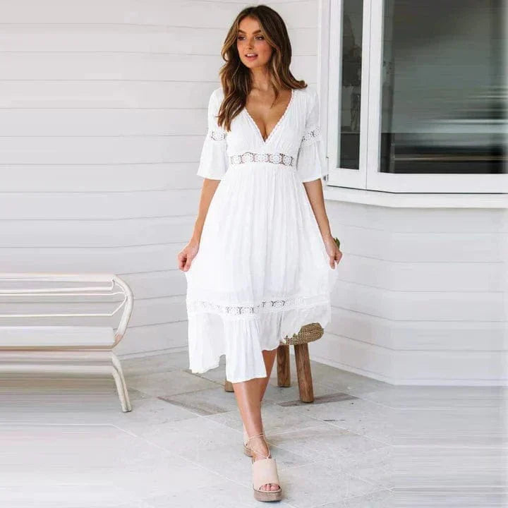 W&W Mode | Lange Kleid - Stilvolles Langes Spitzenkleid für raffinierte Eleganz
