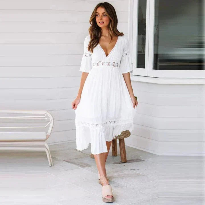 WW | Lange Kleid - Stilvolles Langes Spitzenkleid für raffinierte Eleganz