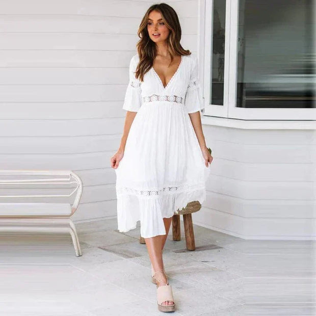 WW | Lange Kleid - Stilvolles Langes Spitzenkleid für raffinierte Eleganz