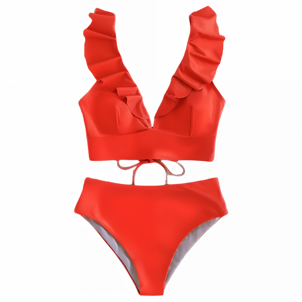 WW | Bikini-Set mit Rüschen und hoher Taille
