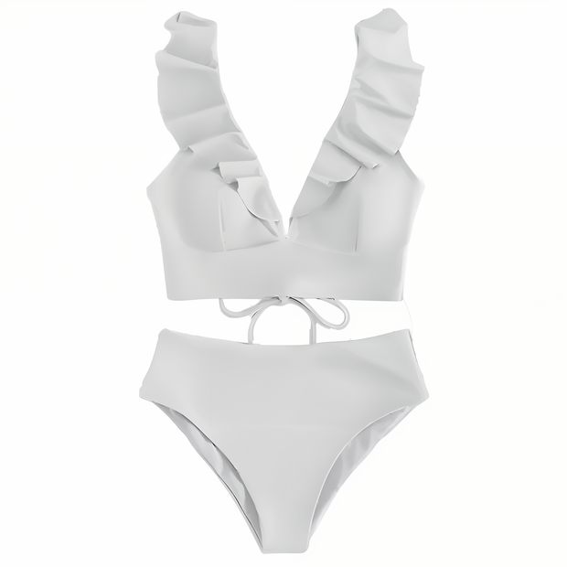 WW | Bikini-Set mit Rüschen und hoher Taille