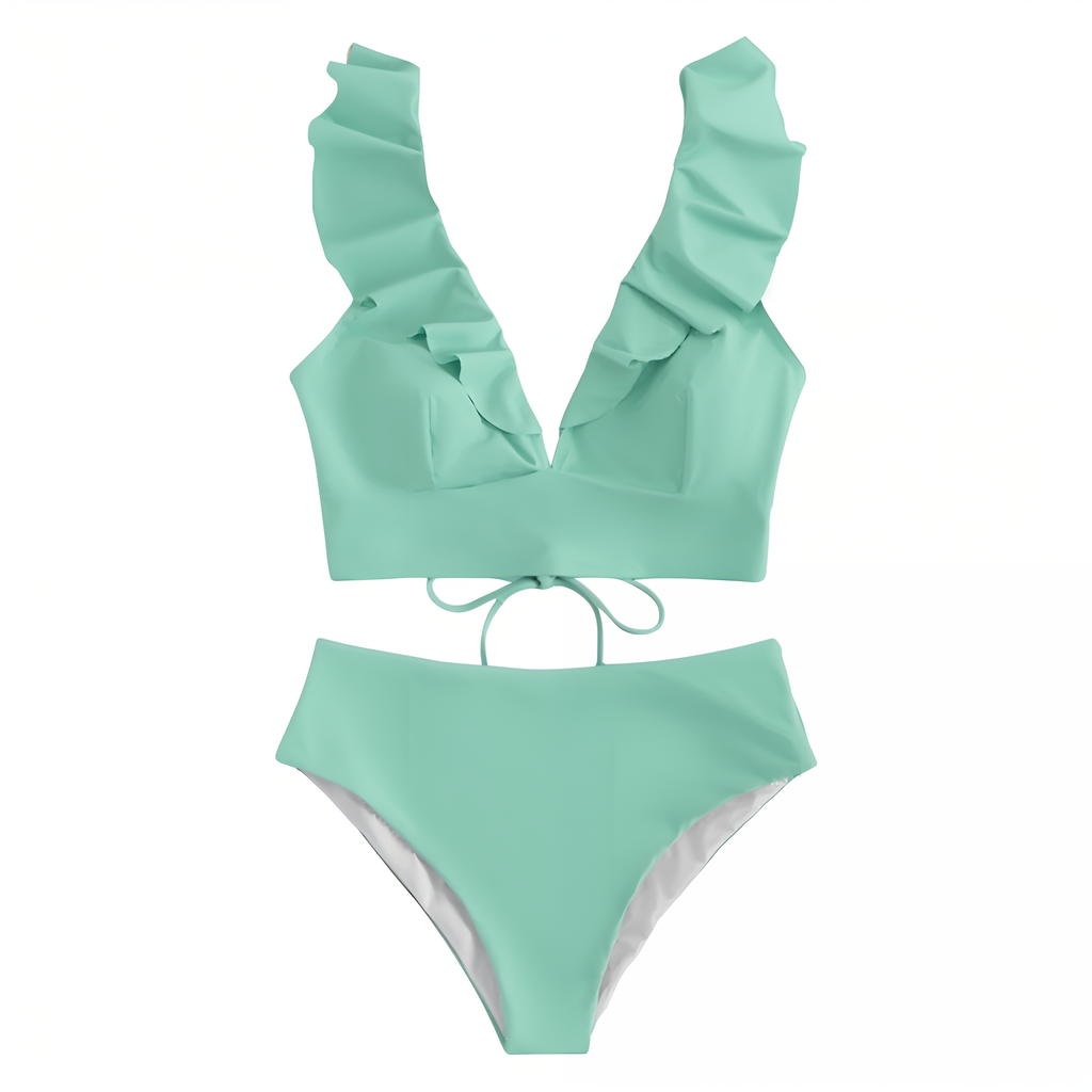 WW | Bikini-Set mit Rüschen und hoher Taille