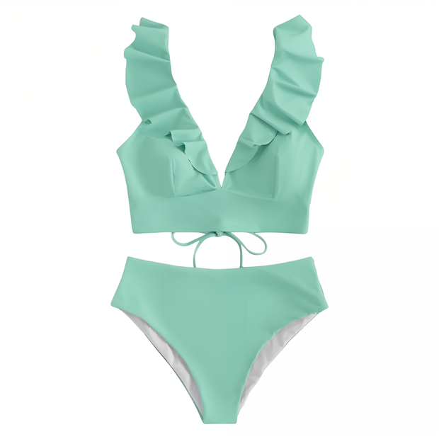 WW | Bikini-Set mit Rüschen und hoher Taille