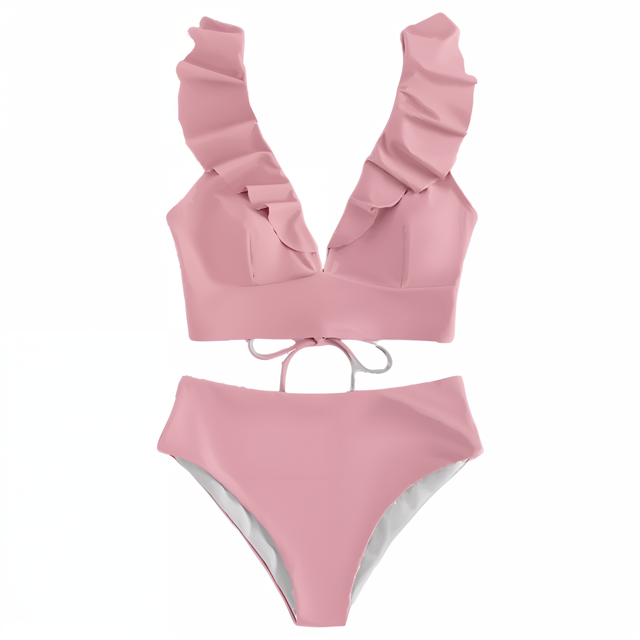 WW | Bikini-Set mit Rüschen und hoher Taille