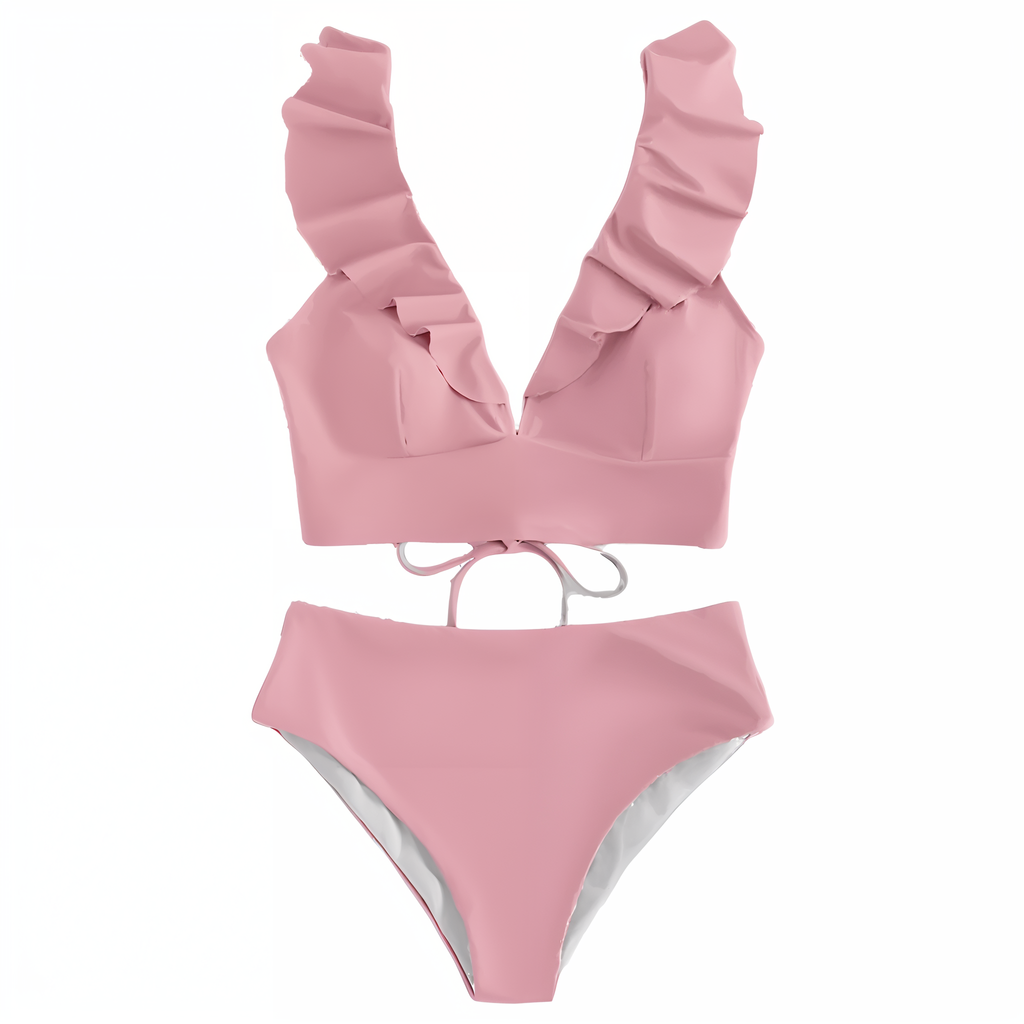 WW | Bikini-Set mit Rüschen und hoher Taille