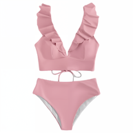 WW | Bikini-Set mit Rüschen und hoher Taille